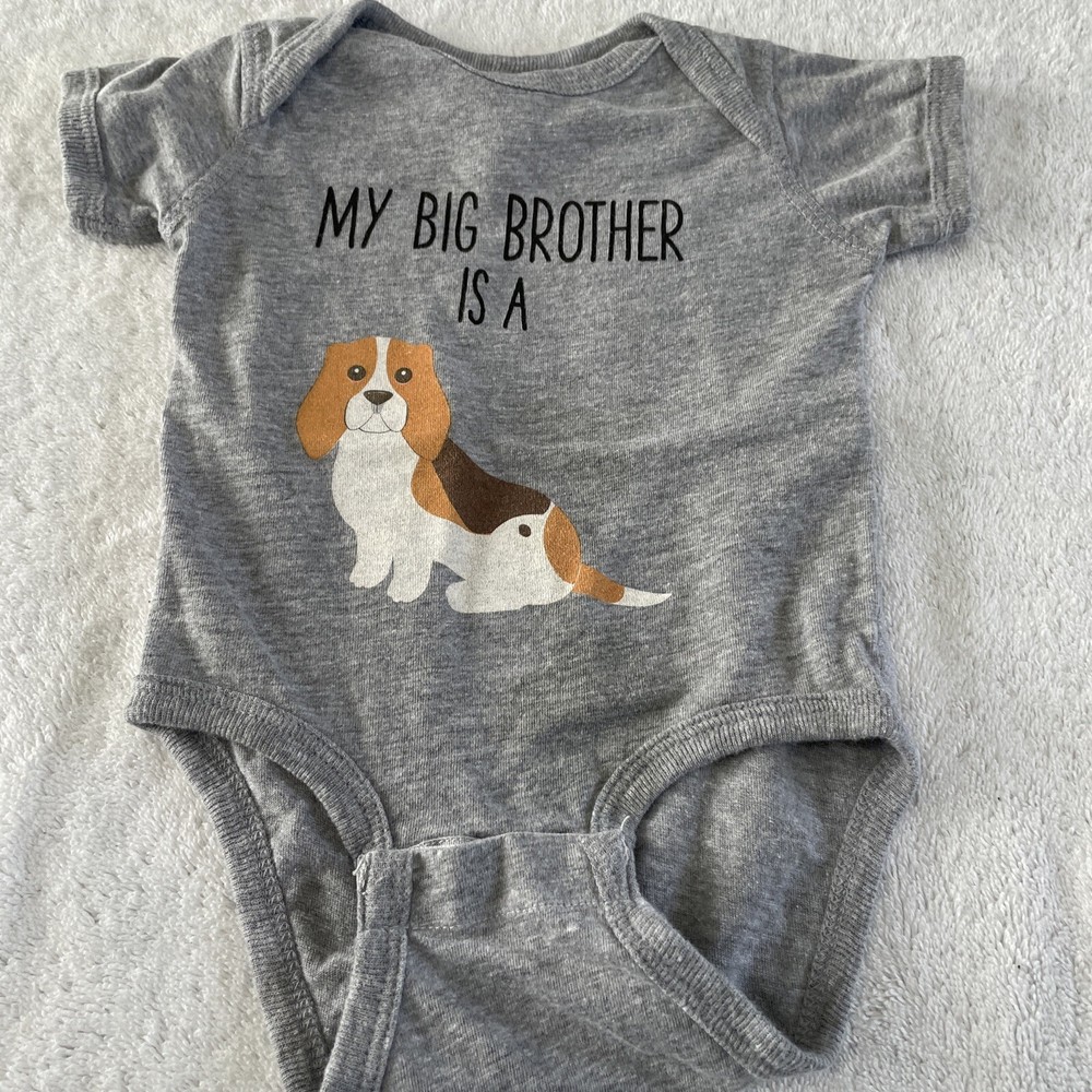 Rabbit Skins One Piece Unisex 6M My Big Brother Is A Graphic Short Sleeve Funny