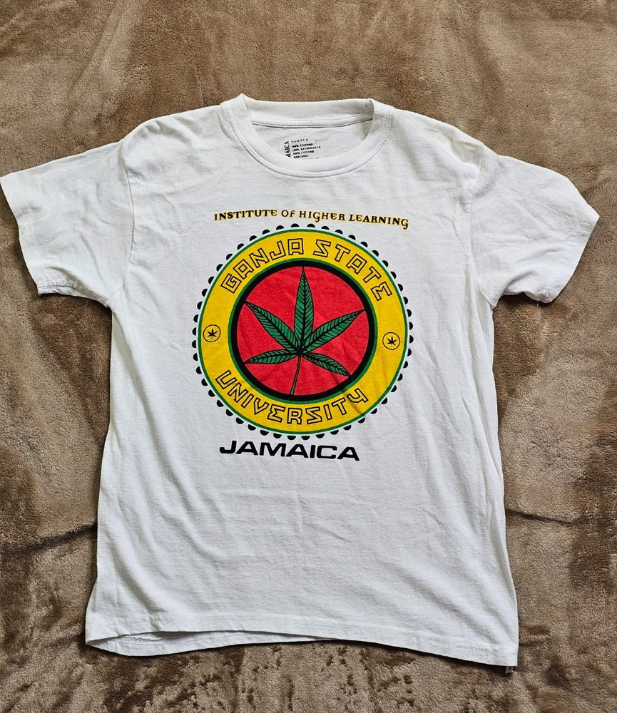 White Jamaica Ganga State University T-Shirt Size Small