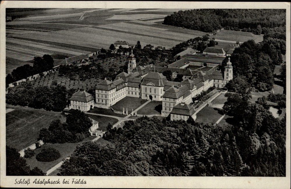 Schloss Adolphseck Fulda Germany Aerial view vintage postcard y411