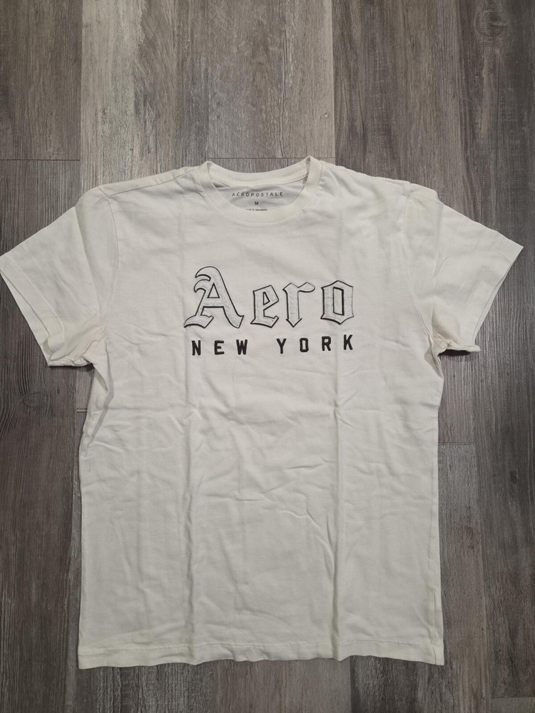 White Aeropostale Emroidered Logo Graphic Short Sleeve T Shirt Men's Medium