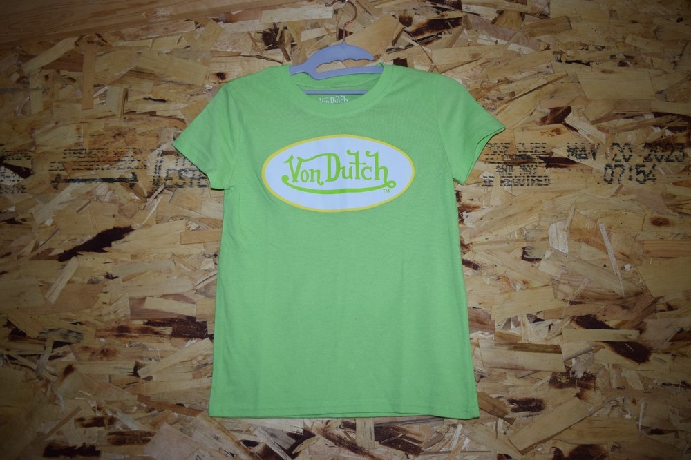 Von Dutch Women's Short Sleeve Lime Green Logo Tee T-Shirt XS