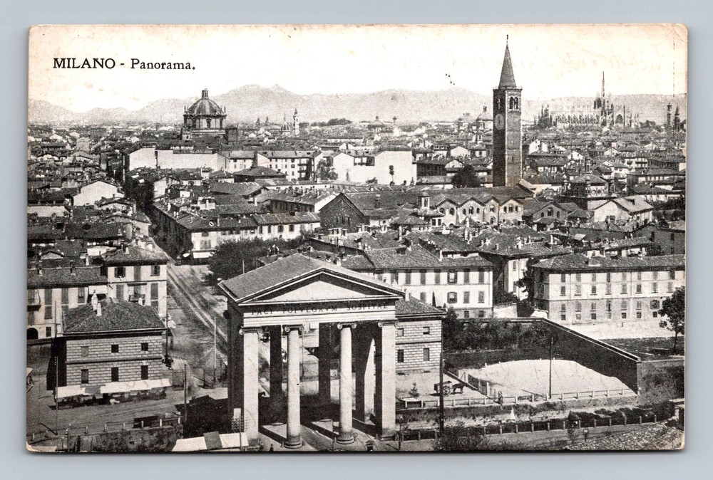Italy- Milano Panorama City View Souvenir Postal Old Card View Vintage Postcard