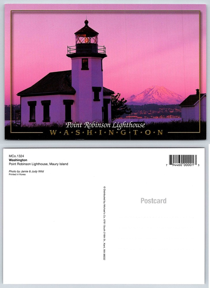 Maury Island Washington POINT ROBINSON LIGHTHOUSE Postcard V626