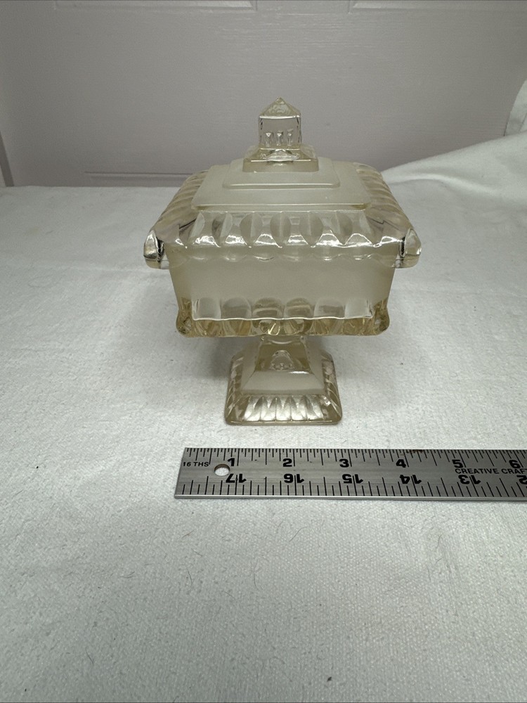 Jeannette Glass Co. Wedding Box Frosted Candy Dish with Lid