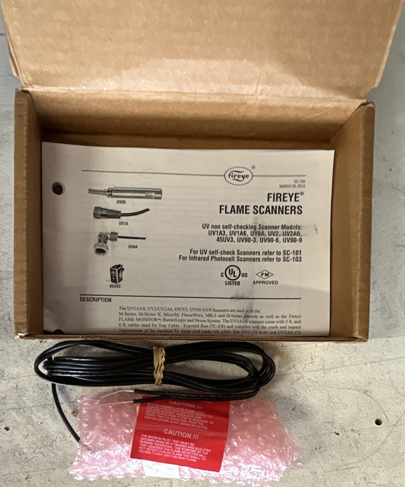 Fireye UV1A Solid State UV Flame Scanner Sensor w/ Cable, Digital Output DC