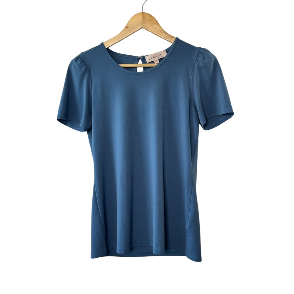 Philosophy Blue Short Sleeve Blouse Top Women's Size Small