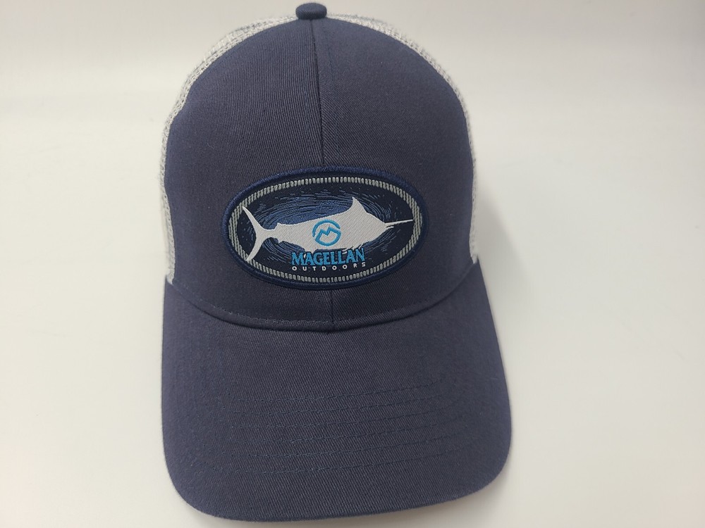 Magellan Outdoors Fishing Marlin Mesh Trucker Snapback Hat Cap Men Blue White