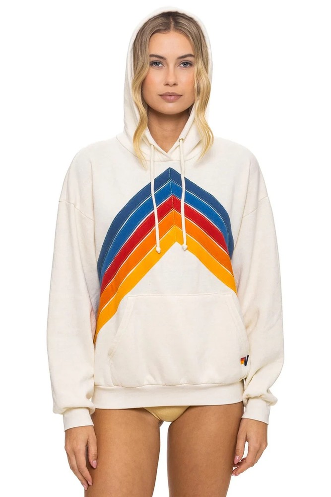 NWT Aviator Nation Mountain Stitch Chevron Pullover Hoodie Rainbow Unisex Size S