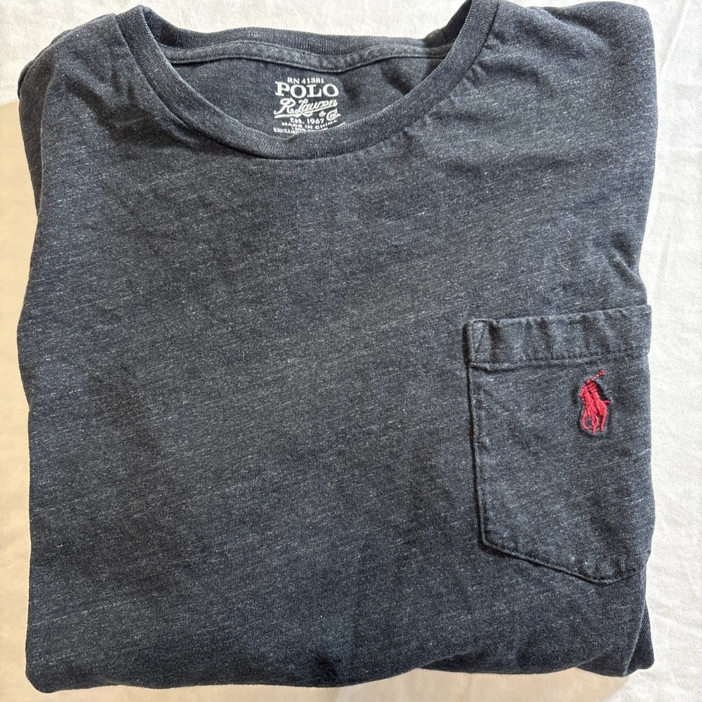 Polo by Ralph Lauren Classic Pocket T-Shirt Black Red Pony Small