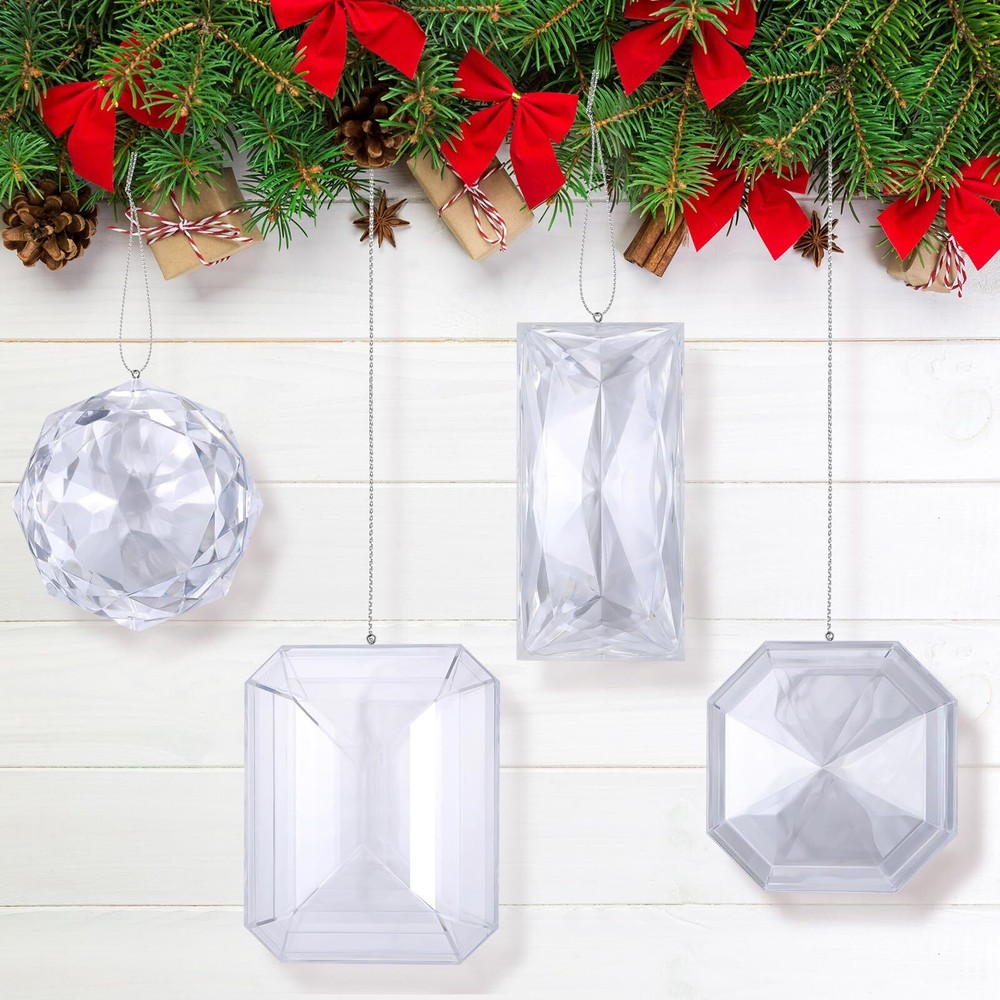 Vercraft Paquete de 4 Joyas Adornos de Navidad 3.9-6.2 Árbol de Navidad Colgante Orname