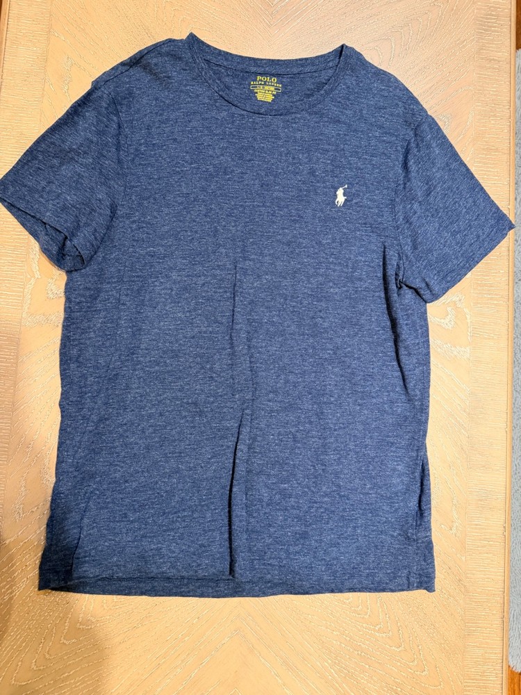 Polo Ralph Lauren T Shirt Mens Large Blue Custom Slim Fit Pony Logo Cotton Tee