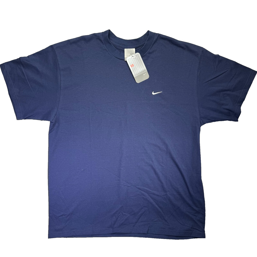Vintage Nike Y2K T-Shirt Mens XL Blue Mini Swoosh Embroidered Deadstock  NEW