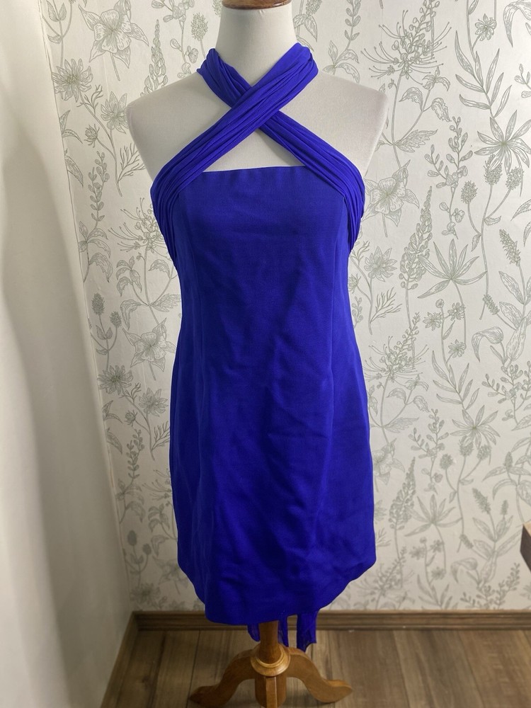 Diane Von Furstenberg Vintage Blue Strapless Dress Size 12