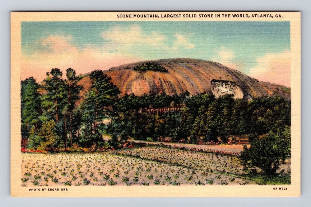 Atlanta GA-Georgia, Stone Mountain, Largest Solid Stone, Vintage Postcard