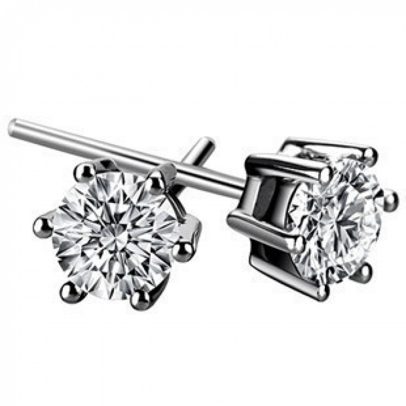 Copper Inlaid Zircon Earrings Extremely Simple Silver Needle Gold Plated Jewelry