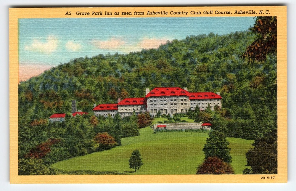 Vintage Linen Postcard Grove Park Inn Asheville NC Golf Course 1940s