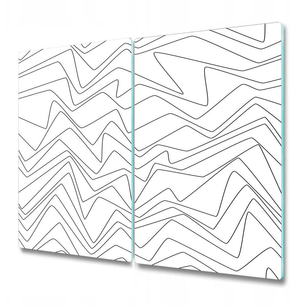 Glass Induction Ceramic Hob Cover Minimal lines white and black 2x30x52
