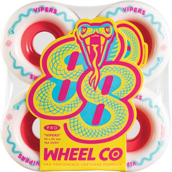 88 Wheels Viper PRO Freeride 70mm 74a White Wheels Set