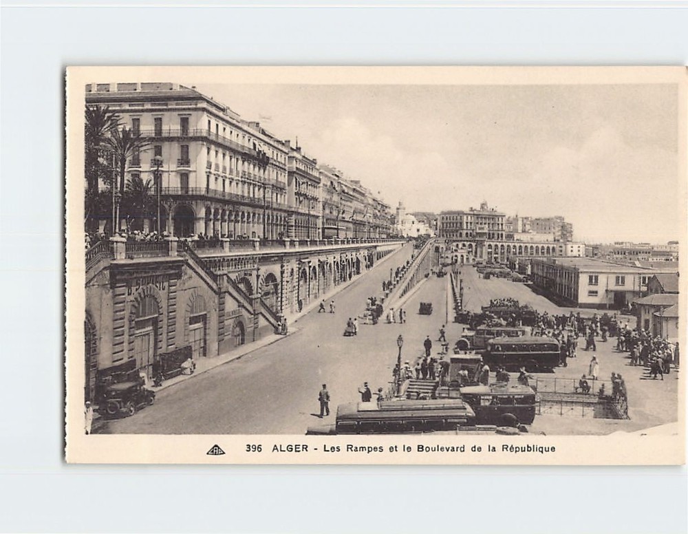 Postcard Les Rampes and Boulevard de la Republique Algiers Algeria