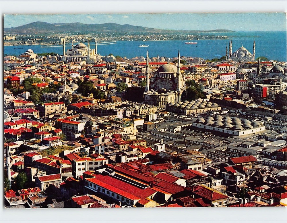 Postcard St. Sophia and the Blue Mosque in the old city Istanbul Turkey