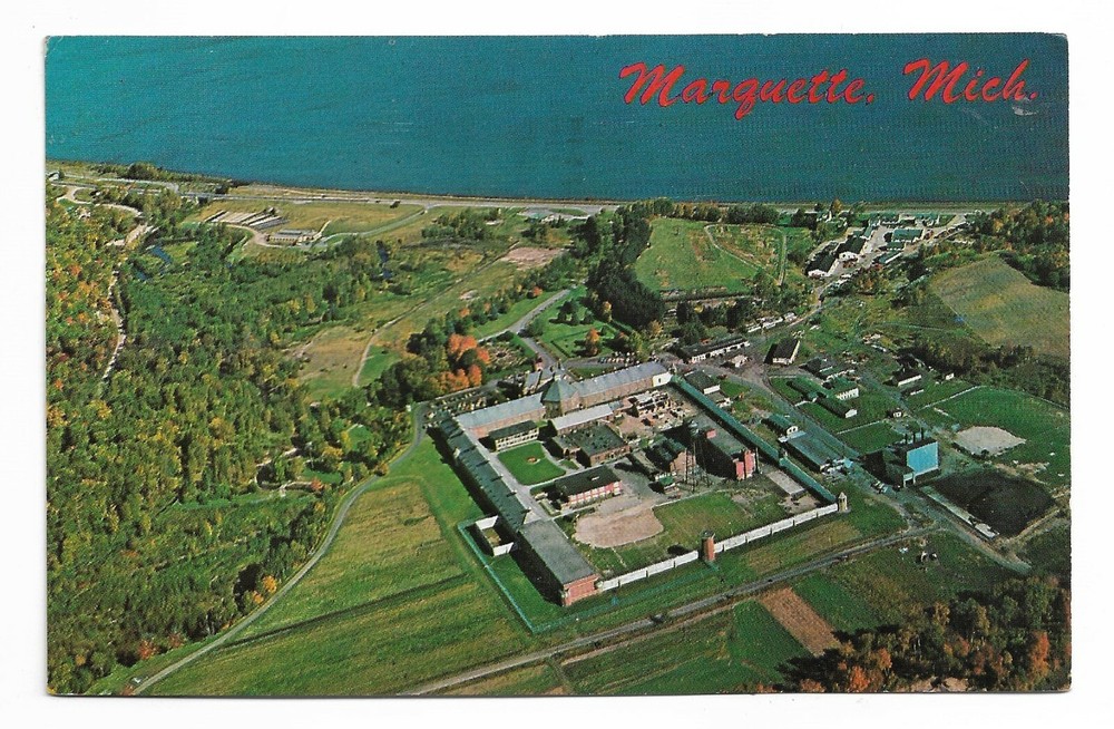 VTG Postcard Marquette Branch Prison Built 1888 Michigan 1965