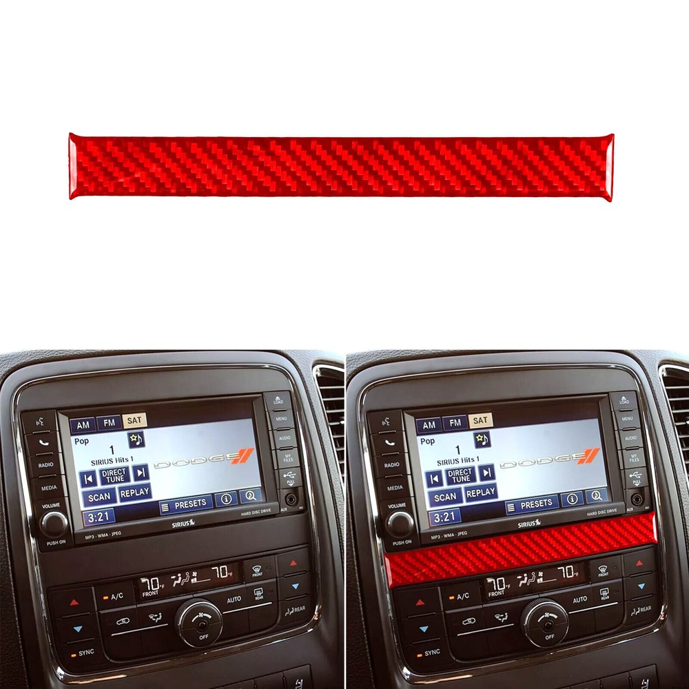 Red Carbon Fiber Navigation GPS Panel Below Cover Trim For Dodge Durango 2011-13