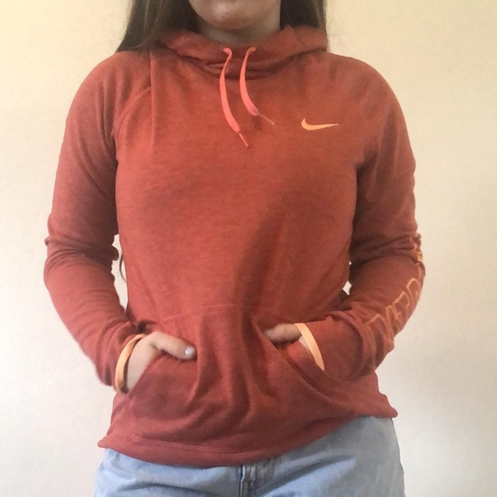 Nike Women’s Hoodie Dri-Fit Orange and Red Just Do It Logo Size Medium