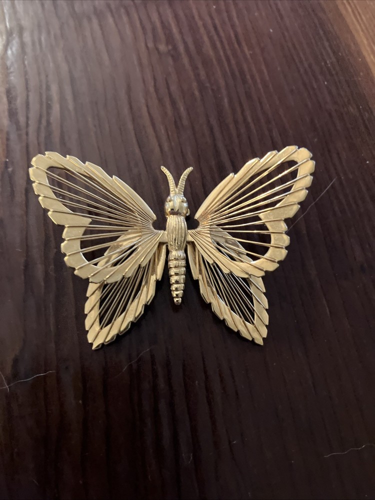 Vintage Monet Gold Tone Butterfly Brooch
