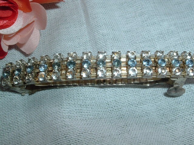 Vintage French Art Deco Blue and White Rhinestone 3