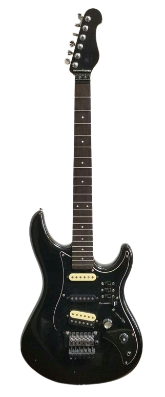 Yamaha Black Custom Stratocaster-Style Electric Guitar with Modifications