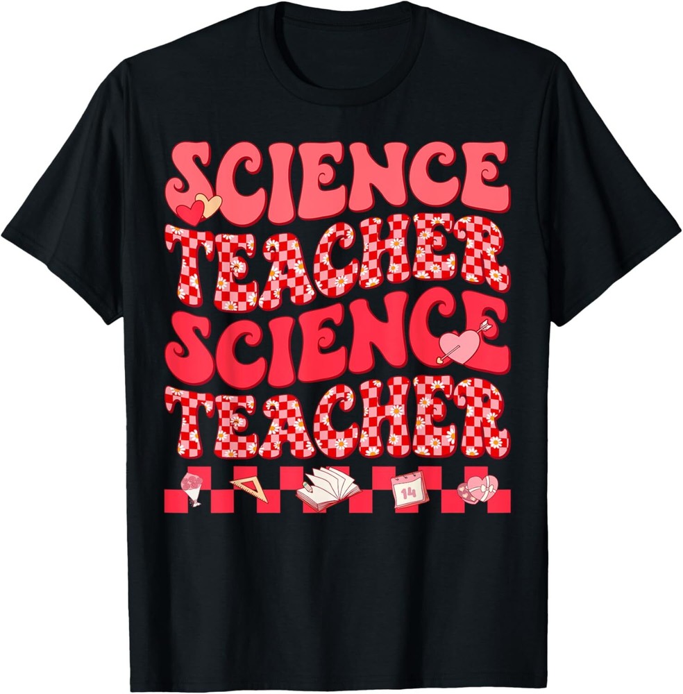 Science Teacher Valentine's Day Heart Design T-Shirt & Hoodie for Women Educators  