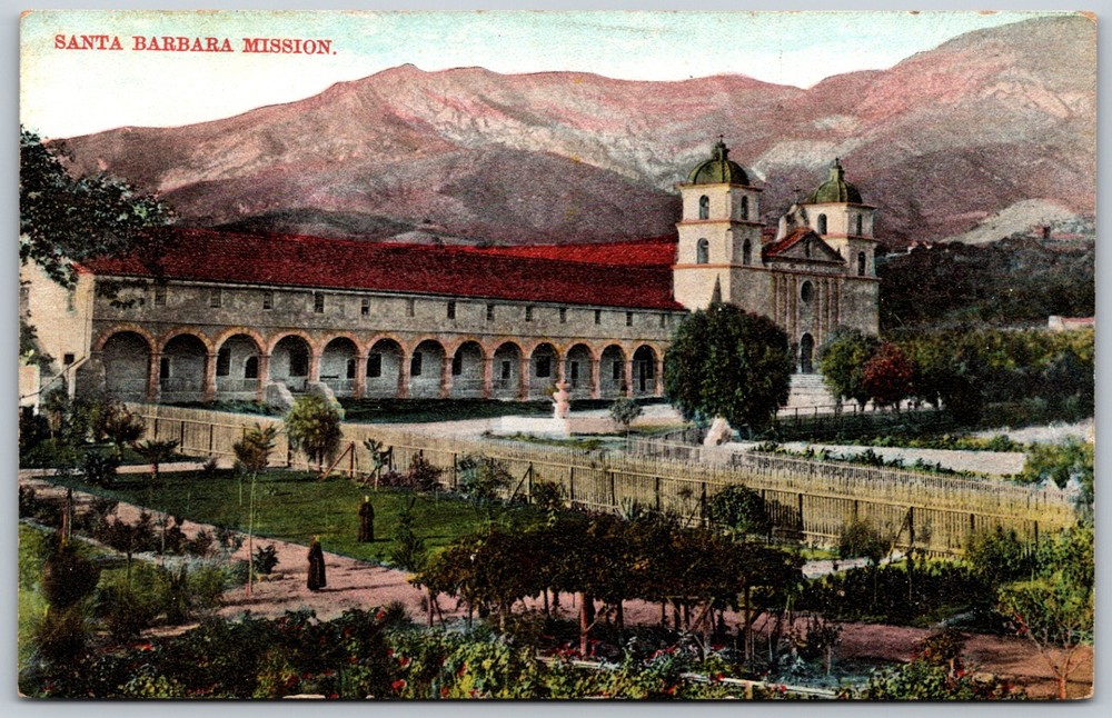 Santa Barbara Mission California Unposted ANTIQUE Postcard 8712