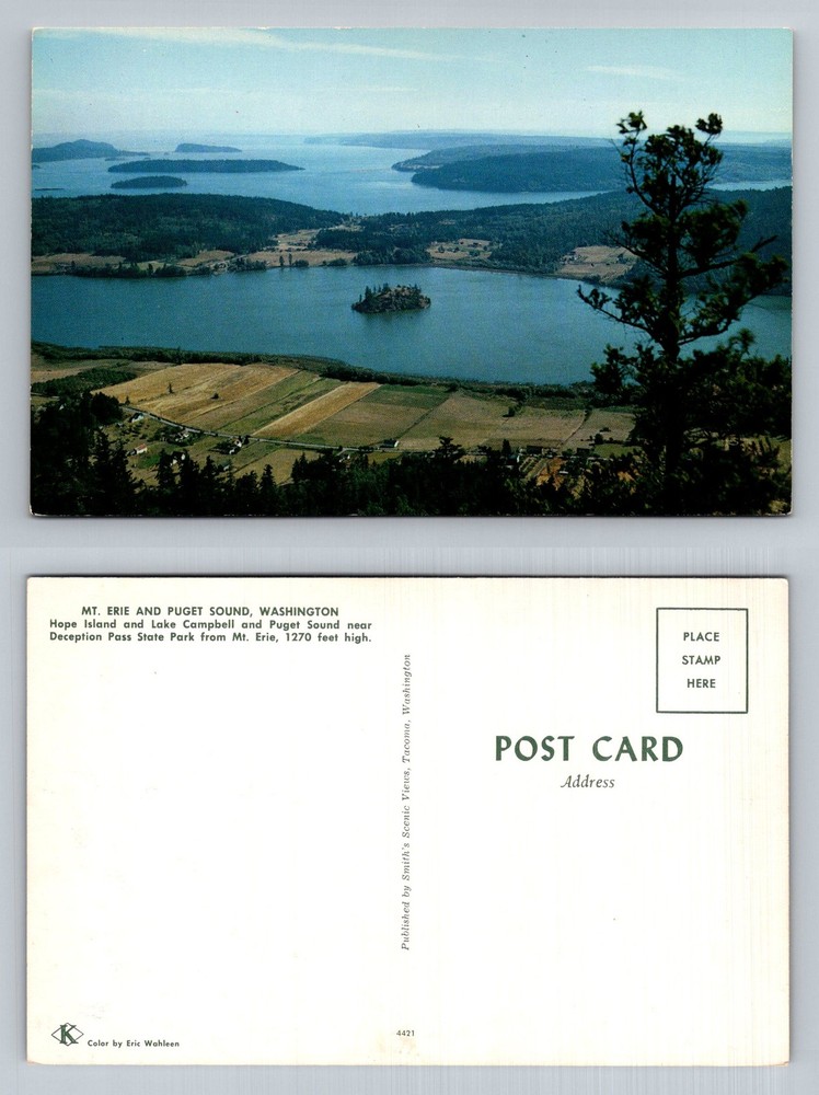 Mt. Erie, WA-Washington, Puget Sound Hope Island Lake Campell Vintage Postcard