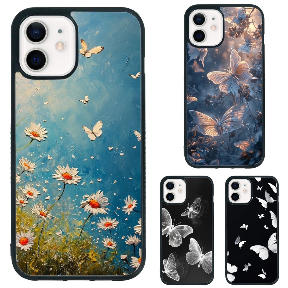 For iPhone XS XR 6 7 8 Plus SE 2nd 3rd butterflies dance gracefully white Covers