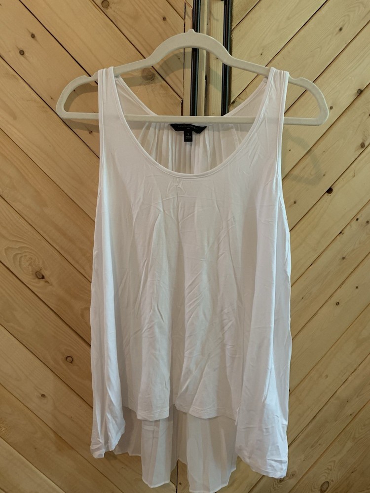 Banana Republic S Women's White Sleeveless Tank Top with Pleated Back