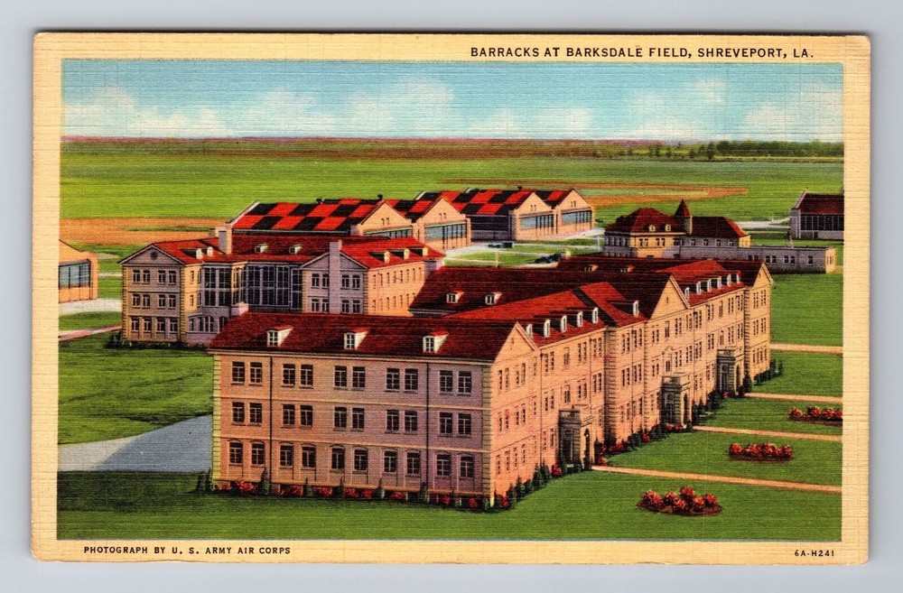 Shreveport LA-Louisiana, Barksdale Air Field, Barracks, Vintage c1943 Postcard