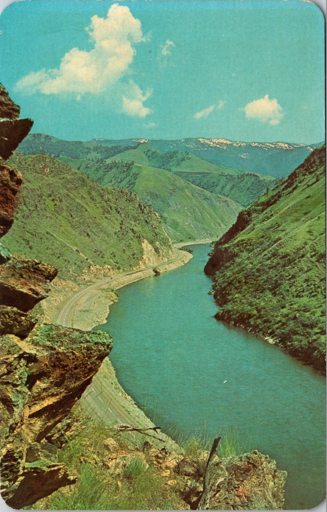 Salmon River Flowing Through Box Canyon Idaho Vintage Postcard