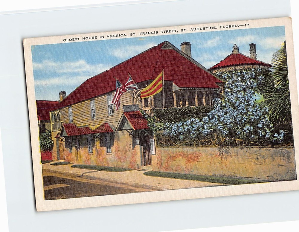 Postcard Spanish Mission Oldest House Saint Francis Street St. Augustine Florida