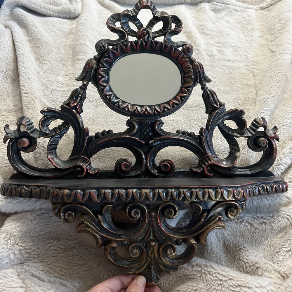 Euromarchi Italian Wall Mirror Black/Red/Gold Accent Made In Italy