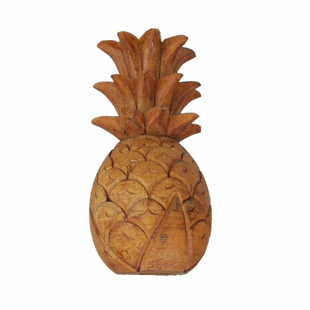 Scratch & Dent Hand Carved Pineapple Hanging Wall Art Sculpture 9.75 Inches