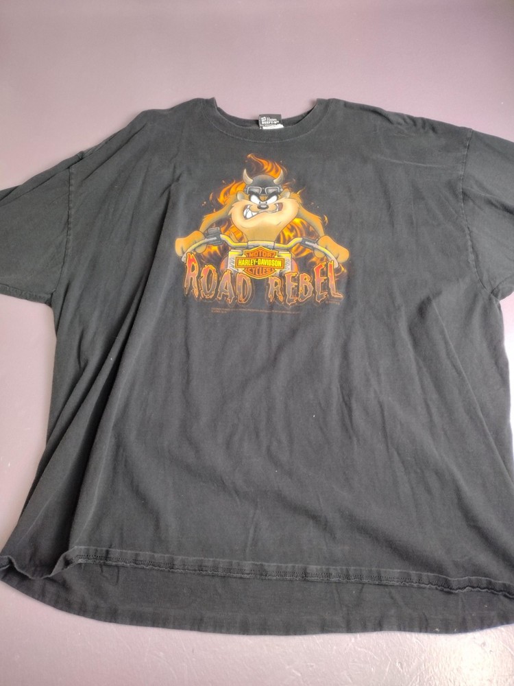 Harley Davidson Taz Road Rebel Shirt Mens 3XL Black Looney Tunes Graphic Dealer