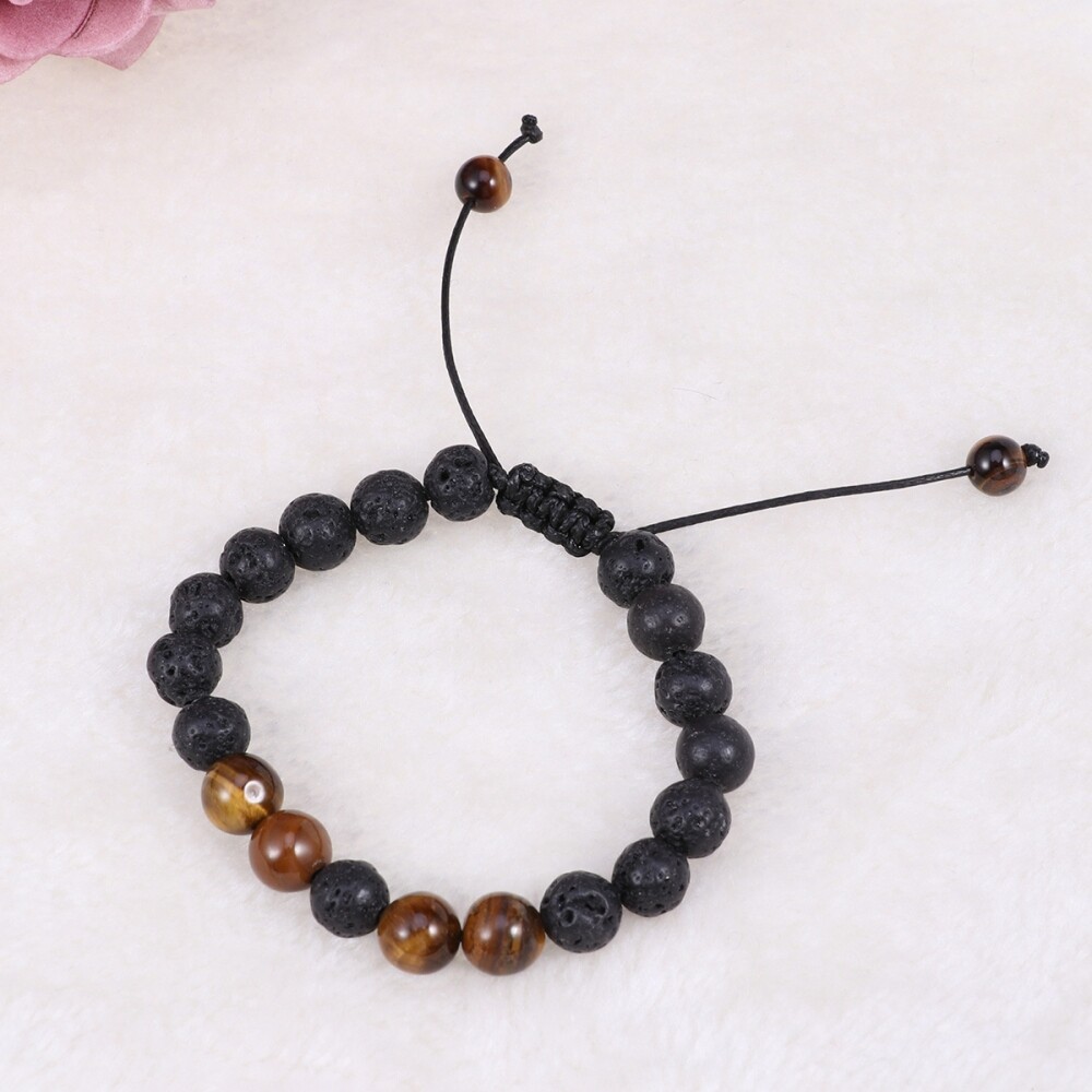 8mm Volcanic Stone Tiger Eye Agate Adjustable Strong Elastic Yoga Beaded for