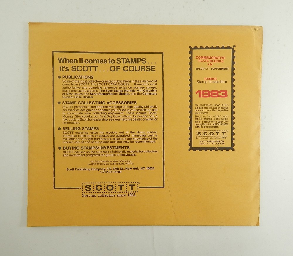 Scott United States Commemorative Plate Blocks 1983 Sealed Stamp Album Pages