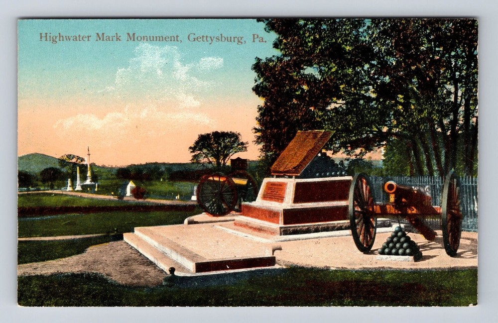 Gettysburg PA-Pennsylvania, High Water Mark Monument, Antique Vintage Postcard