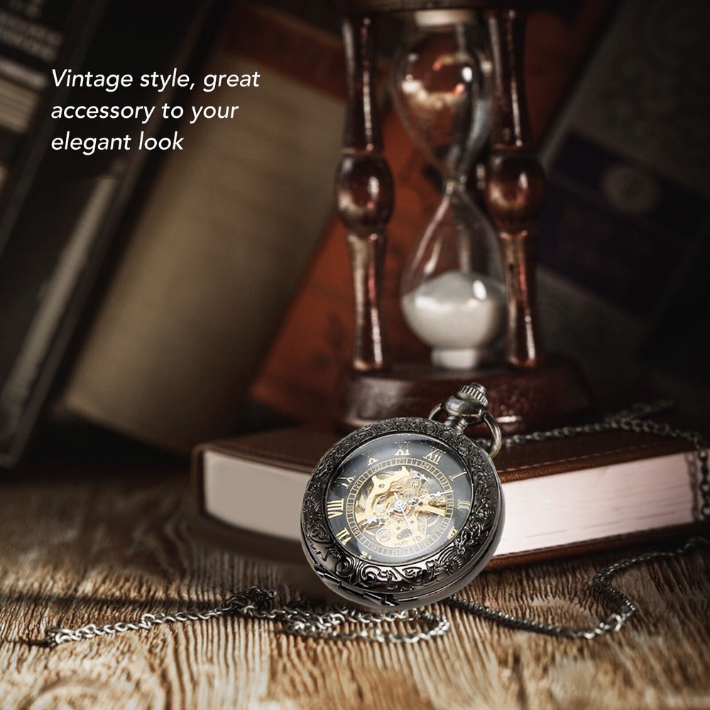 Mechanical Pocket Watch Vintage Double Case Watch Hand Wind Skeleton Pocketwatch