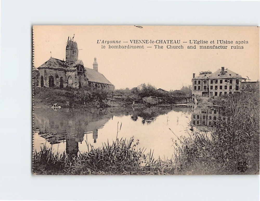 Postcard The Church and manufacture ruins, L Argonne, Vienne le Château, France