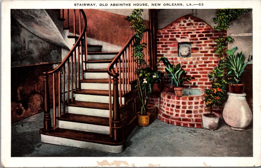 Stairway Old Absinthe House New Orleans Vintage Interior Postcard-image