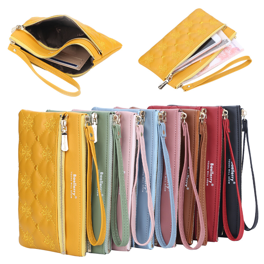 Women's Leather Clutch Bag Large Capacity Zipper Wallet ID Card Holder Purse US