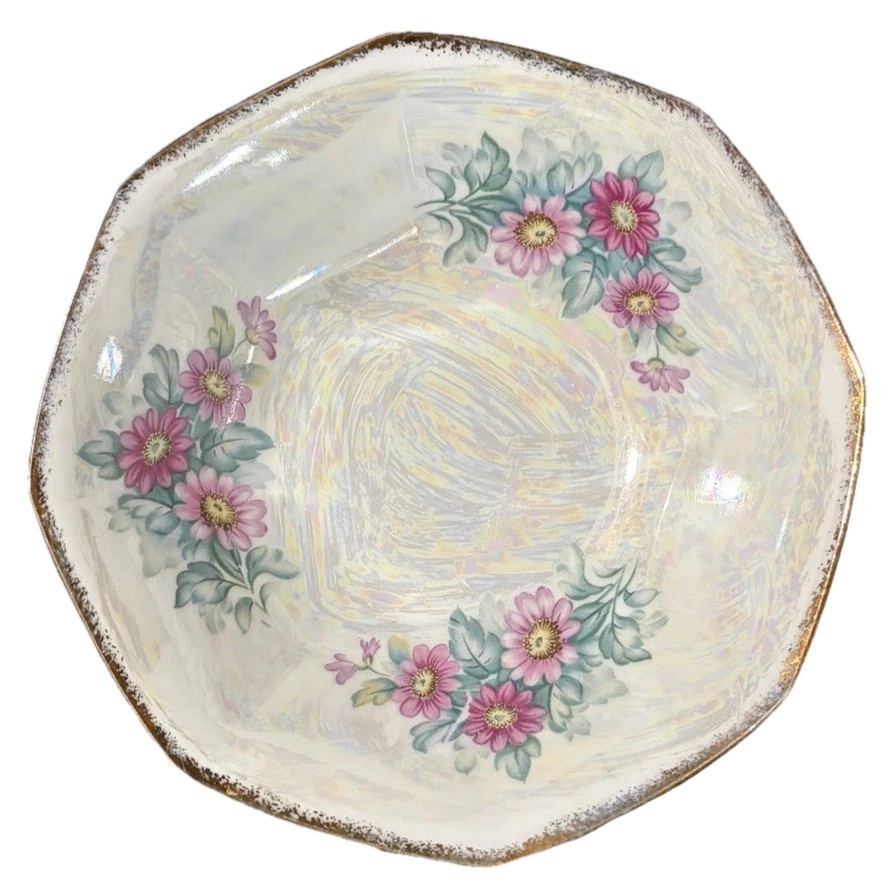 Lusterware Floral Bowl 8”, Trimont Ware Japan