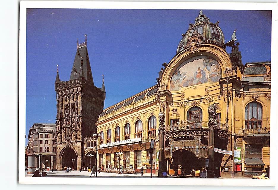 Postcard Powder Tower & Municipal House Prague Czech Republic